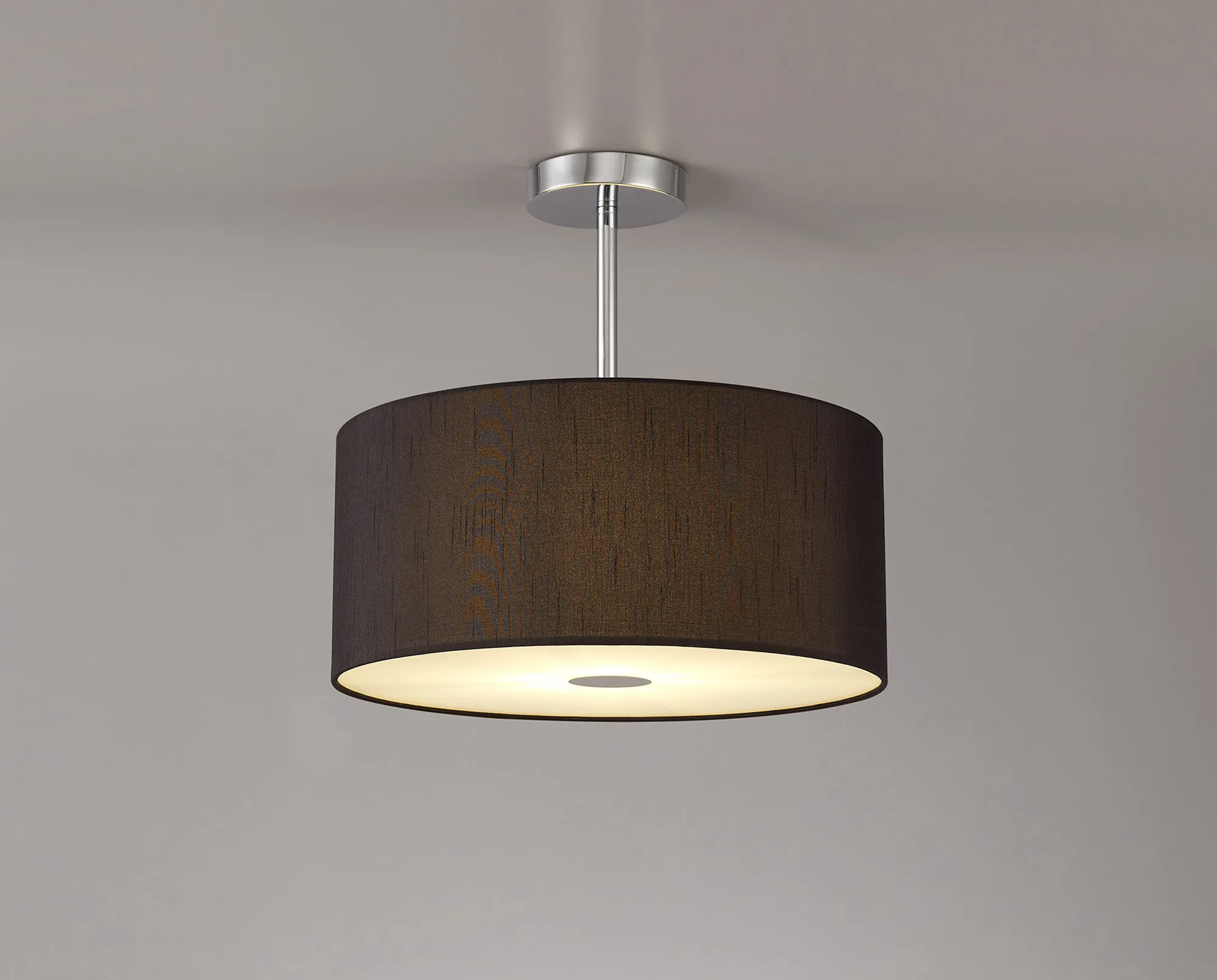 Baymont 40cm Semi Flush 1 Light Polished Chrome, Black, Frosted Diffuser DK0101  Deco Baymont CH BL